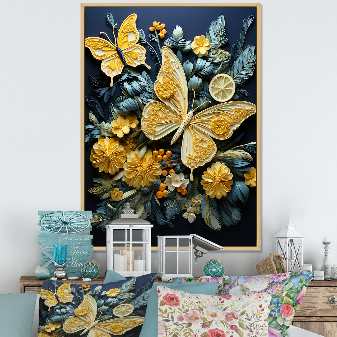 Lemon Yellow Butterfly Delight - Butterfly Home Decor Art
