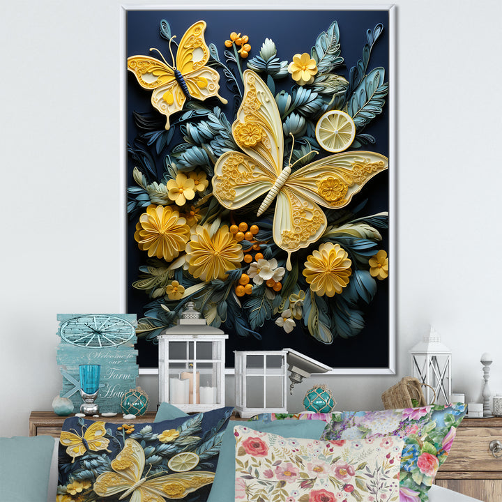 Lemon Yellow Butterfly Delight - Butterfly Home Decor Art