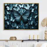 Deep Charcoal Tones Depict Butterflies - Butterfly Canvas Wall Art