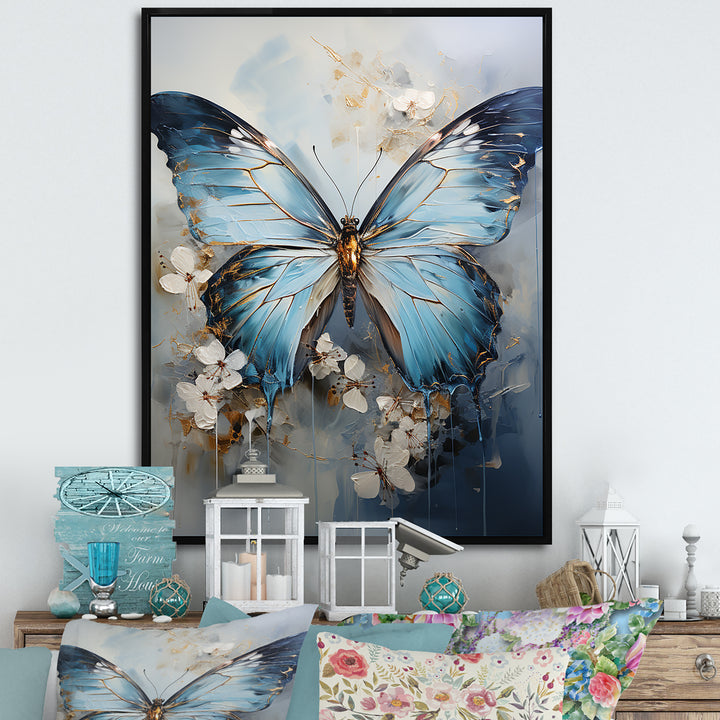 Butterfly Ethereal Blues Form Abstract Elegance - Butterfly Wall Art Prints