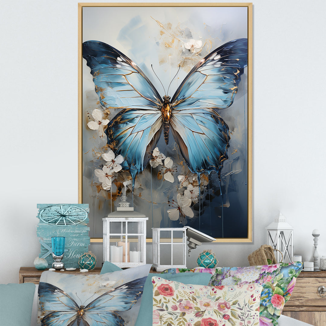 Butterfly Ethereal Blues Form Abstract Elegance - Butterfly Wall Art Prints