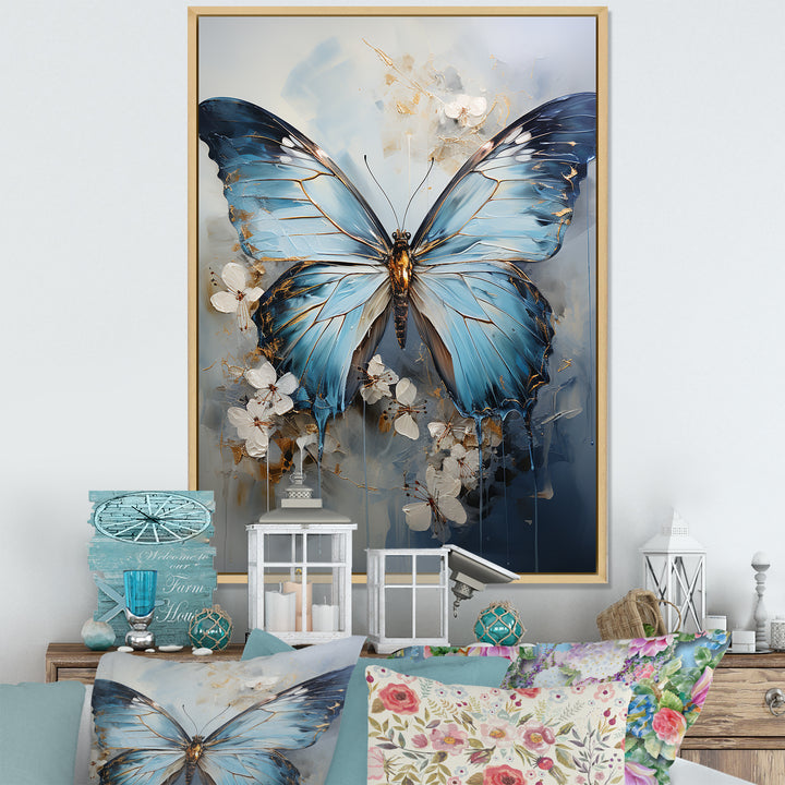 Butterfly Ethereal Blues Form Abstract Elegance - Butterfly Wall Art Prints