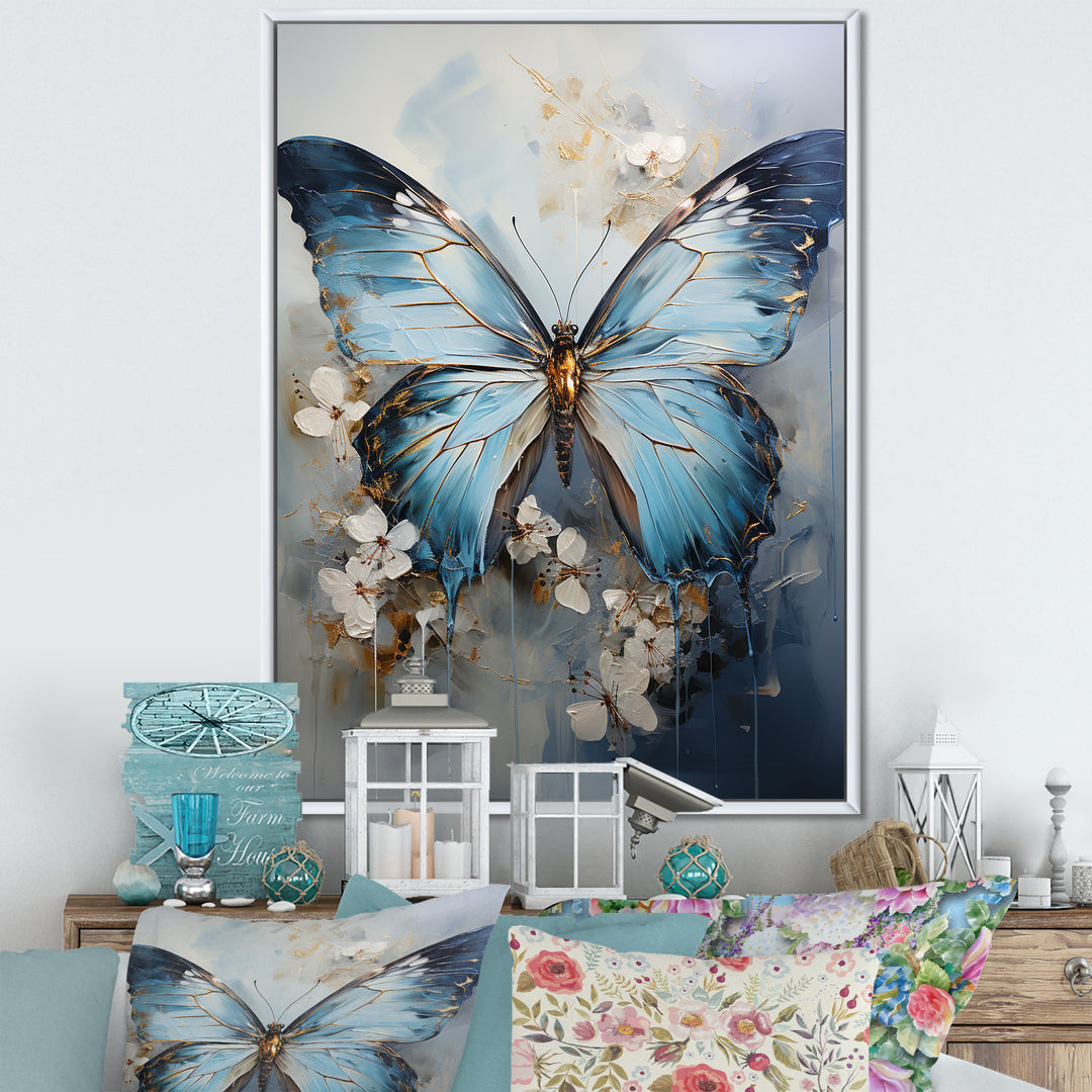 Butterfly Ethereal Blues Form Abstract Elegance - Butterfly Wall Art Prints