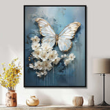 Butterfly Ethereal Blues Form Abstract Elegance I - Animals Canvas Wall Art