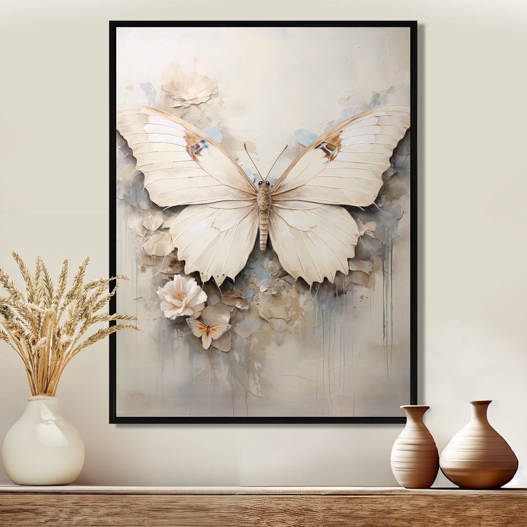 Minimalism Beige Butterfly - Butterfly Wall Art Prints