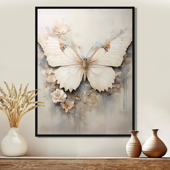 Minimalism Beige Butterfly - Butterfly Wall Art Prints