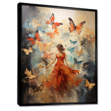 Butterfly And Woman Dance - Animals Canvas Wall Art