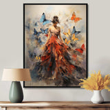 Butterfly And Woman Dance I - Animals Canvas Wall Art