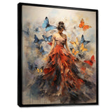 Butterfly And Woman Dance I - Animals Canvas Wall Art