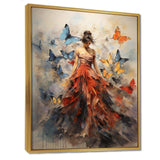 Butterfly And Woman Dance I - Animals Canvas Wall Art