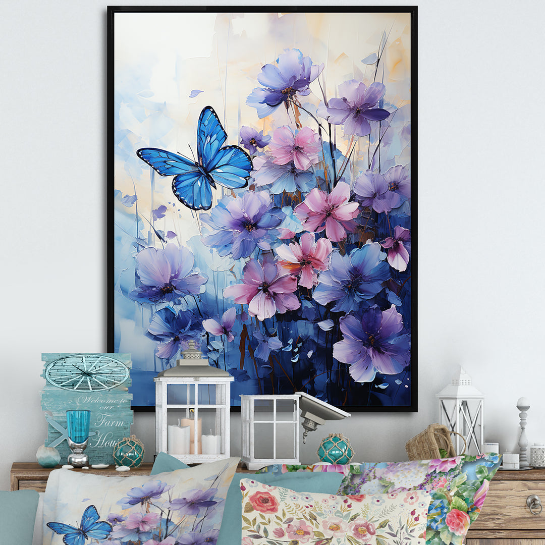 Sapphire Blue Hues Capture The Delicate Flight - Butterfly Home Decor Art