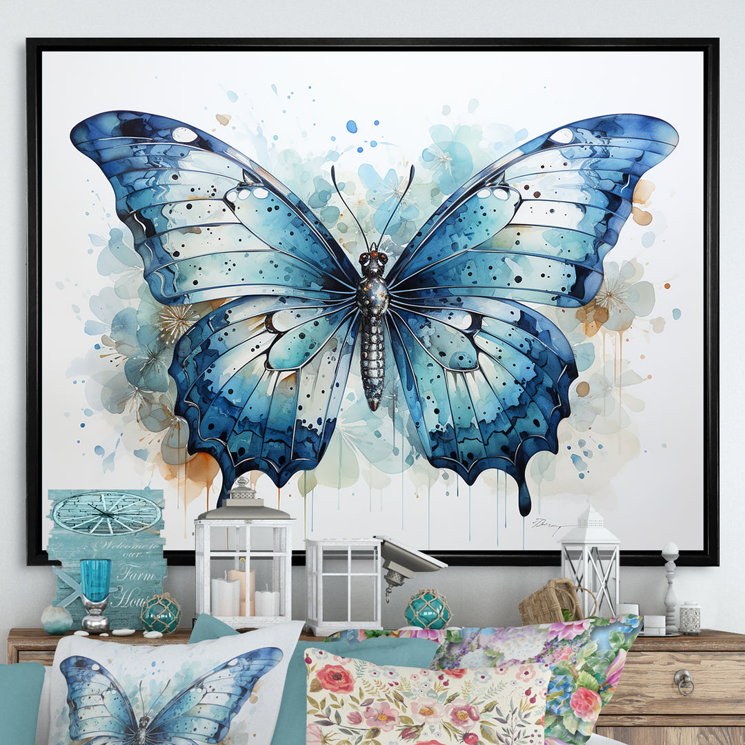 Butterfly Watercolor Wings - Blue Butterfly Wall Art