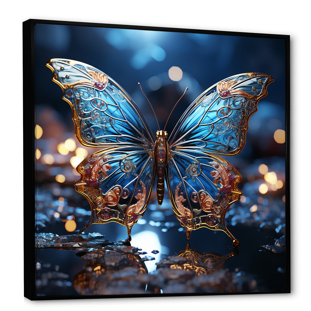 Butterfly Watery Blues - Butterfly Large Canvas Wall Art