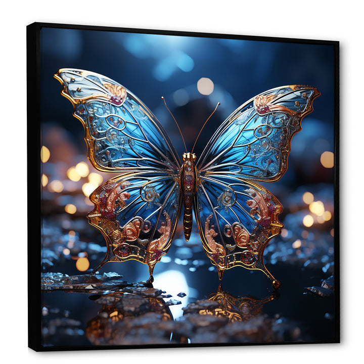 Butterfly Watery Blues - Butterfly Large Canvas Wall Art