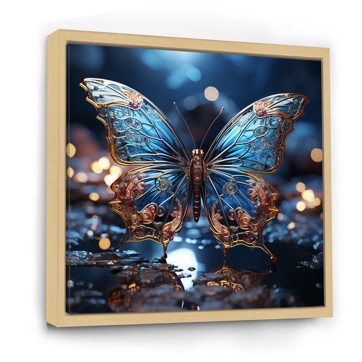 Butterfly Watery Blues - Butterfly Large Canvas Wall Art
