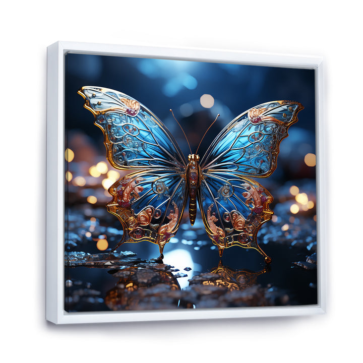 Butterfly Watery Blues - Butterfly Large Canvas Wall Art