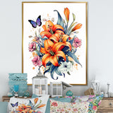 Whimsical Butterfly And Colorful Lilies - Butterfly Bedroom Wall Art