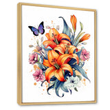 Whimsical Butterfly And Colorful Lilies - Butterfly Bedroom Wall Art