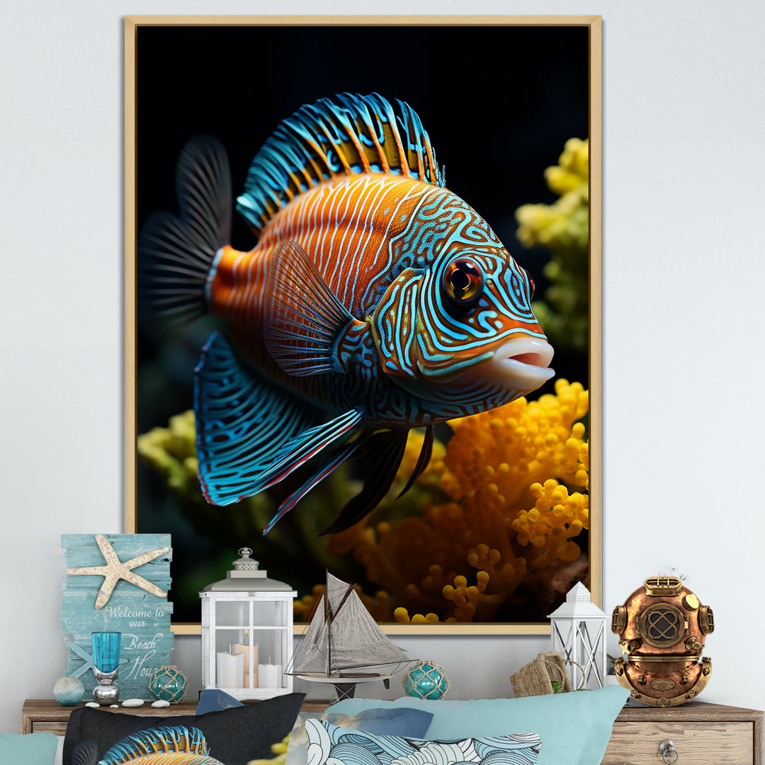 Corals Butterflyfish Aquamarine Adventure - Butterfly Fish Canvas Wall Art