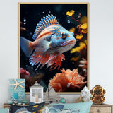 Corals Butterflyfish Copper And Cobalt - Butterfly Fish Wall Decor