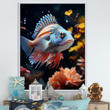 Corals Butterflyfish Copper And Cobalt - Butterfly Fish Wall Decor