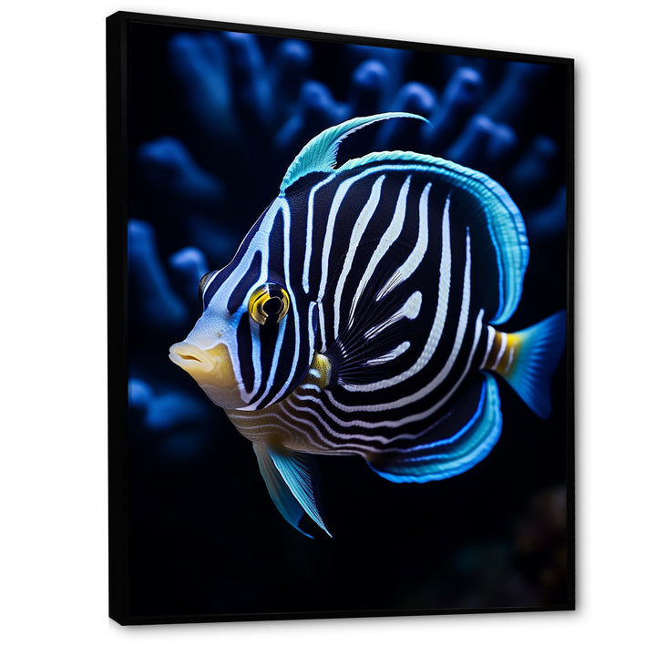 Coral Butterflyfish Indigo Intensity And Ivory - Butterfly Fish Wall Art Prints