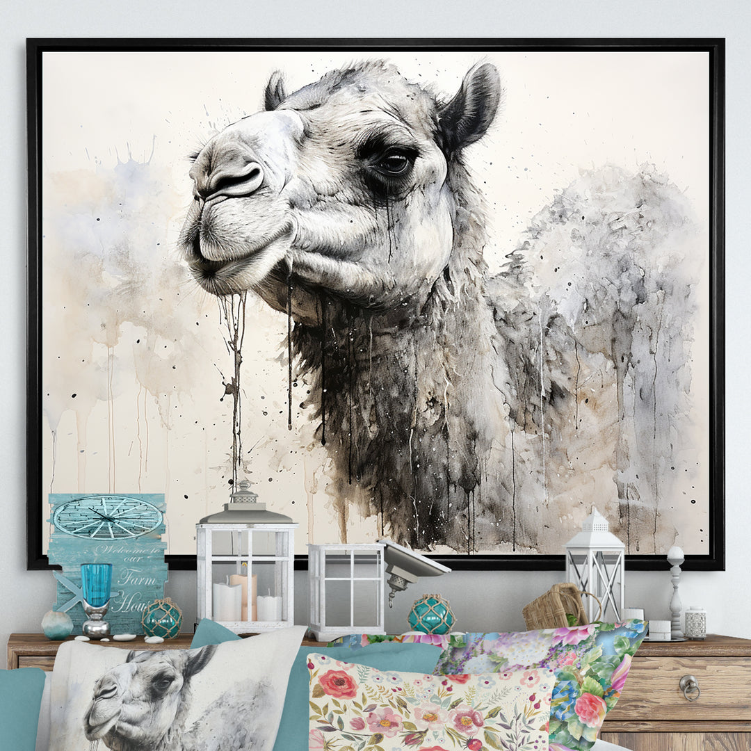 Minimalism Monochrome Camel - Camel Large Canvas Wall Art