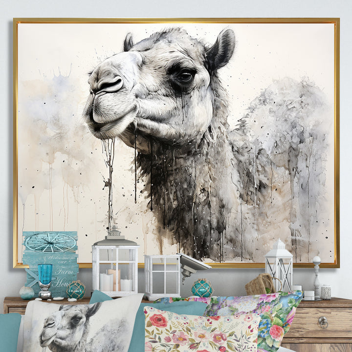 Minimalism Monochrome Camel - Camel Large Canvas Wall Art