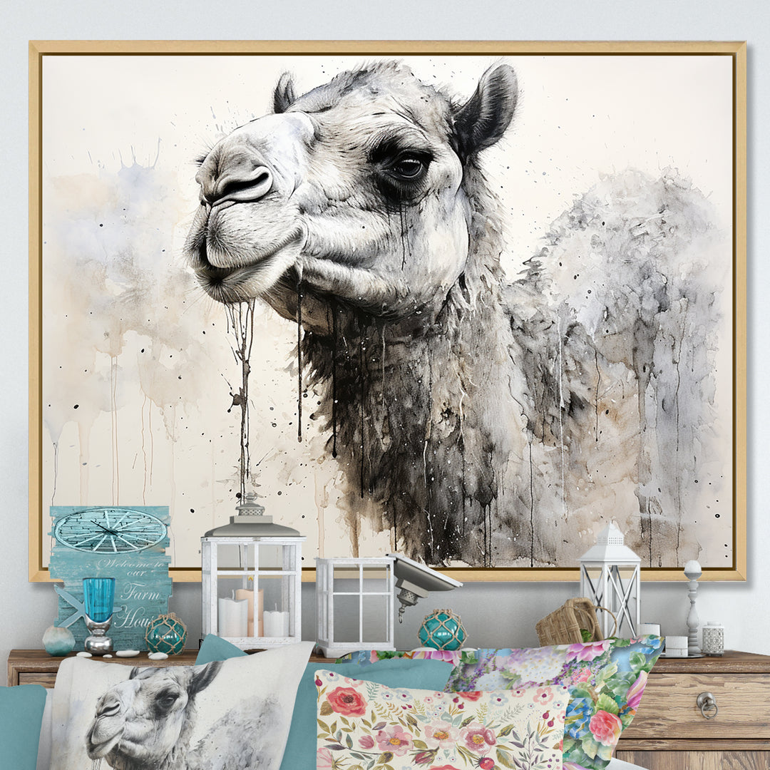 Minimalism Monochrome Camel - Camel Large Canvas Wall Art