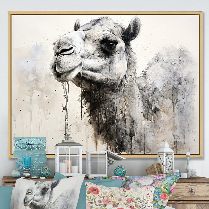 Minimalism Monochrome Camel - Camel Large Canvas Wall Art