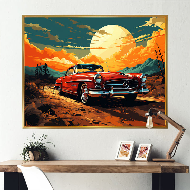 Vintage European Car In Nevada - Car Vintage Canvas Wall Art