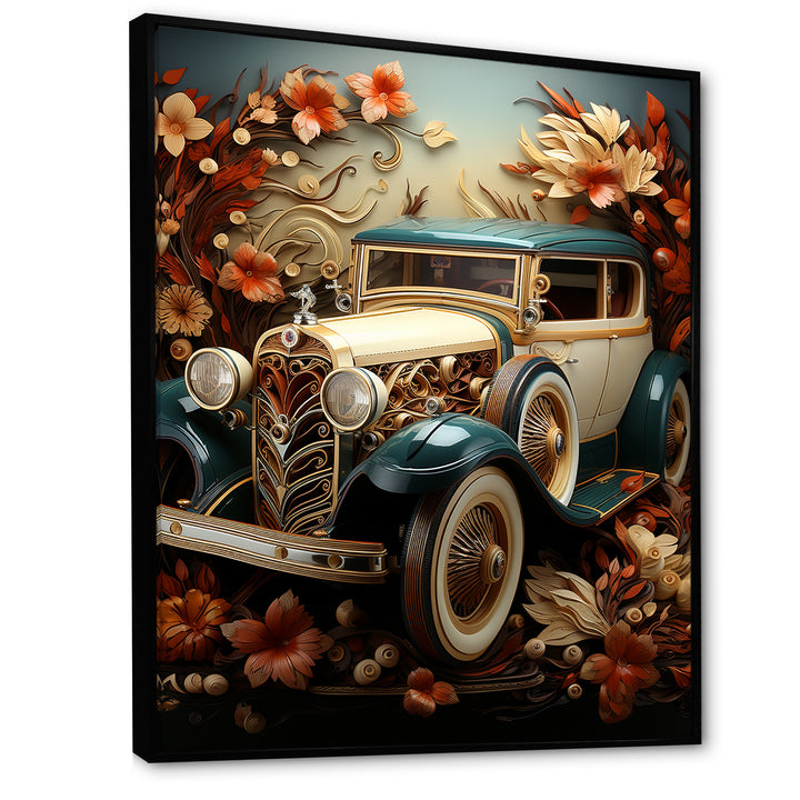1930s Vintage Car Nostalgia Collage - Car Vintage Canvas Wall Art