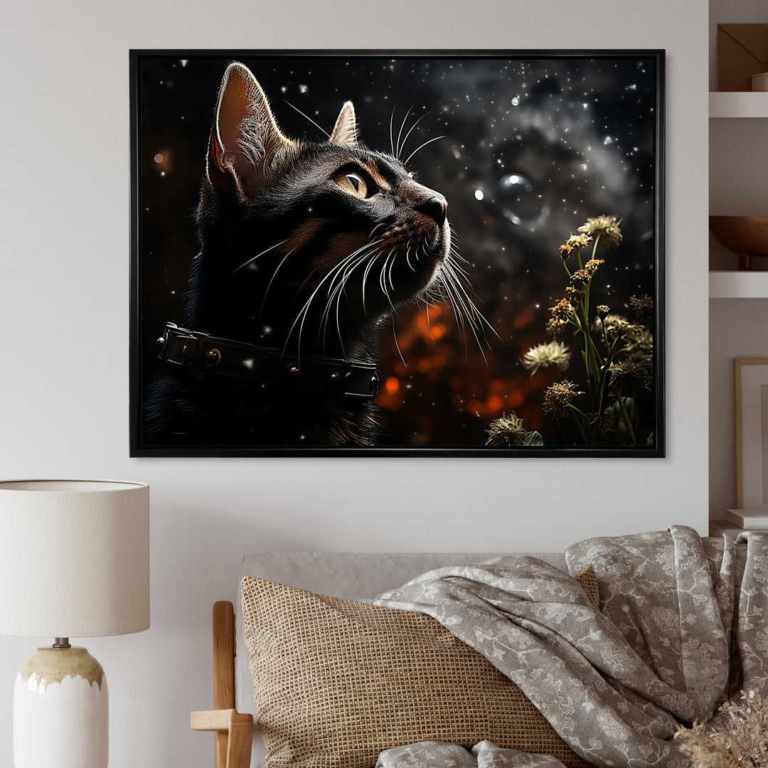 Abyssinian Adventure Black Cat - Cat Living Room Wall Art