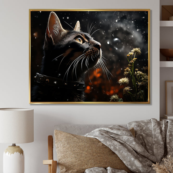 Abyssinian Adventure Black Cat - Cat Living Room Wall Art