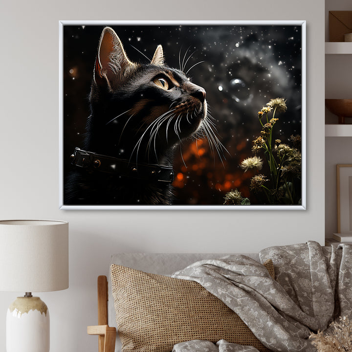 Abyssinian Adventure Black Cat - Cat Living Room Wall Art