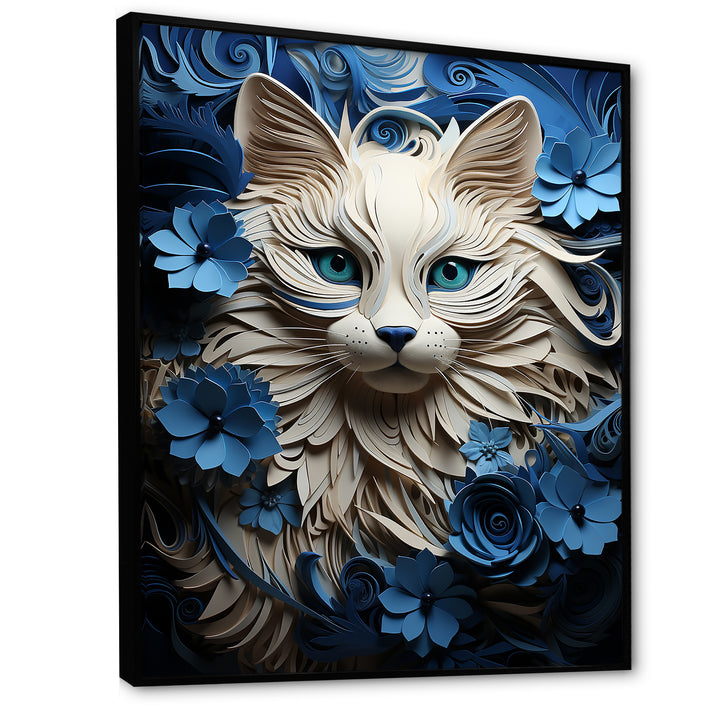 White And Blue Birman Bliss Cat - White Cat Wall Art