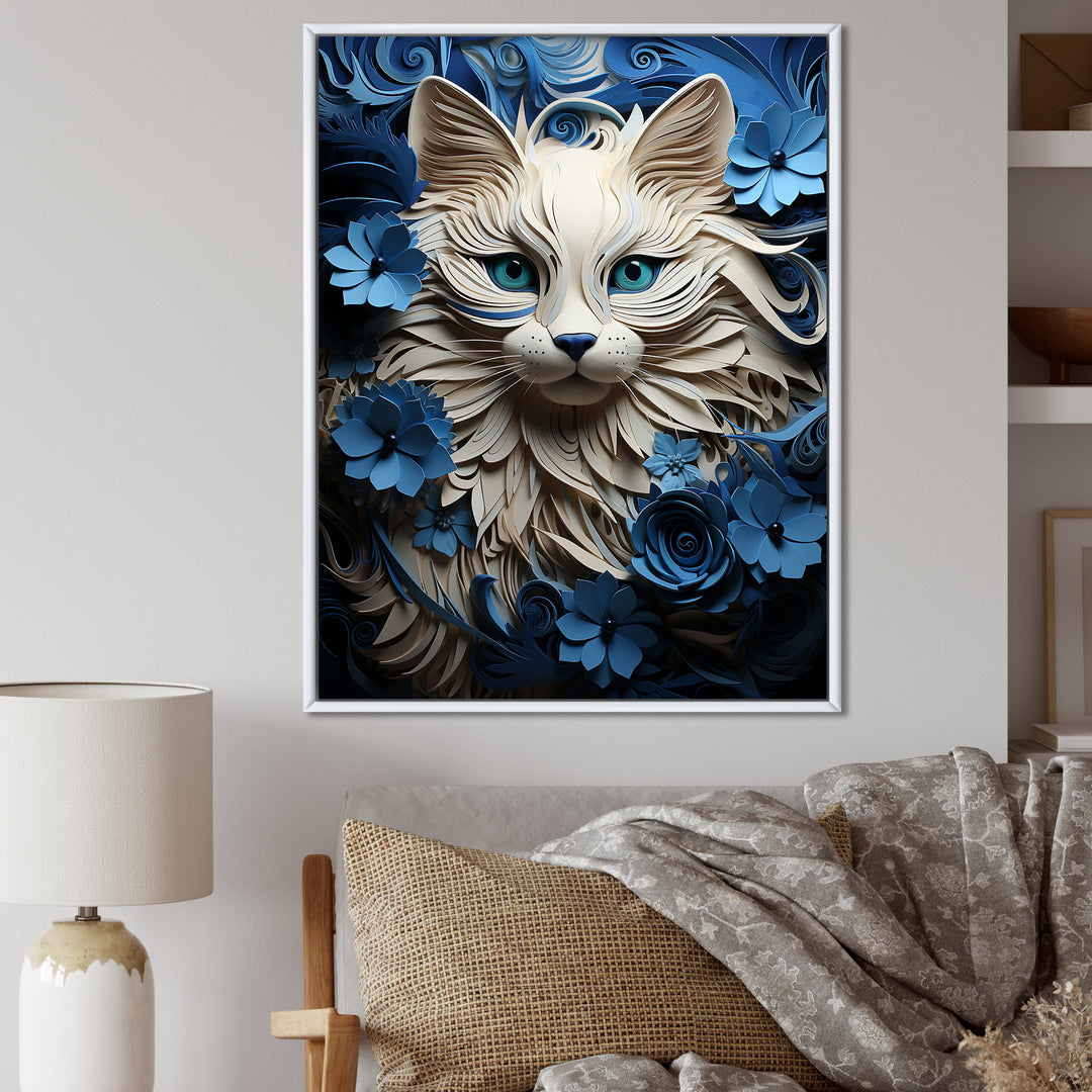 White And Blue Birman Bliss Cat - White Cat Wall Art