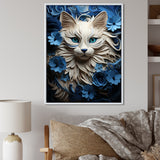 White And Blue Birman Bliss Cat - White Cat Wall Art