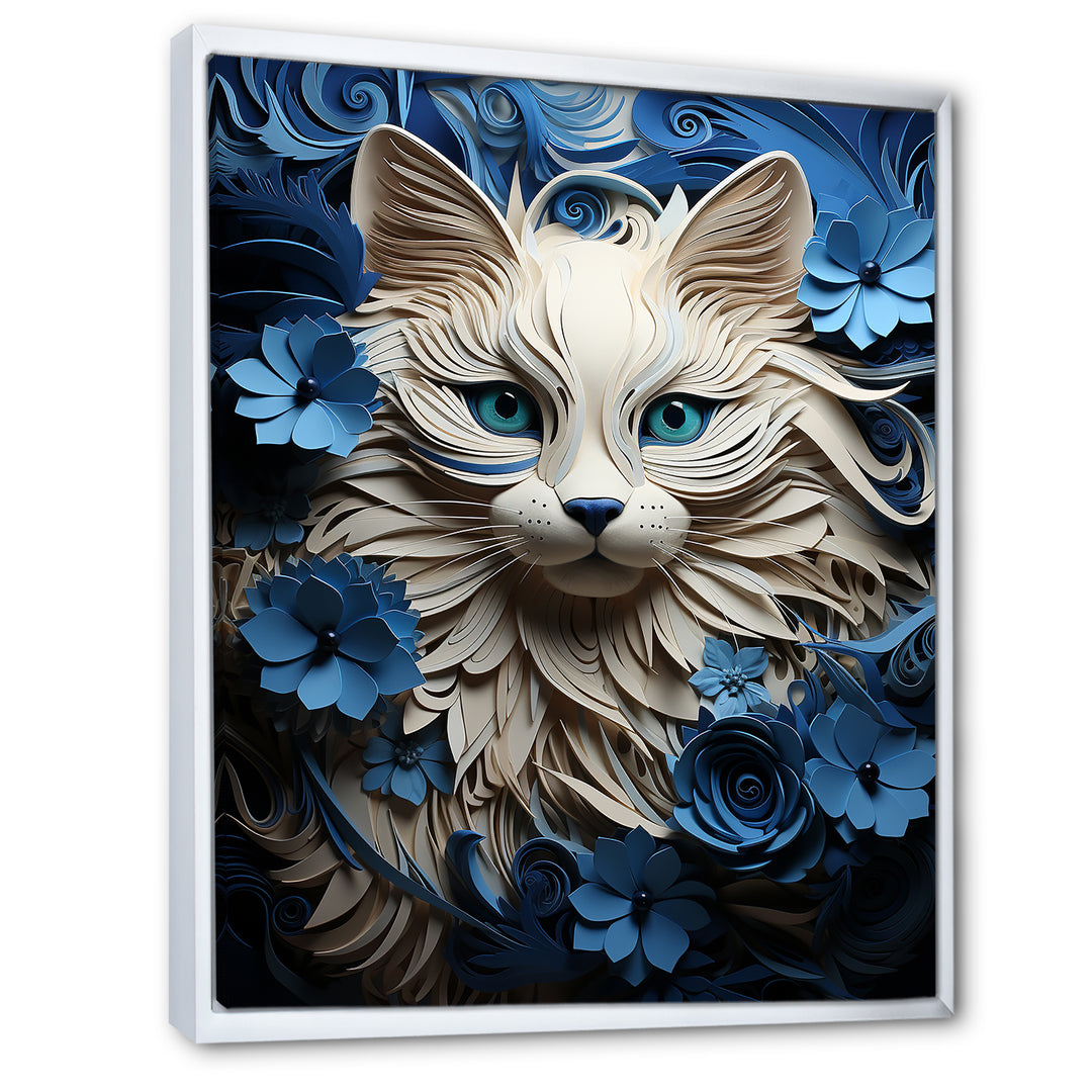 White And Blue Birman Bliss Cat - White Cat Wall Art