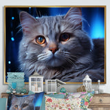 Blue British Shorthair Majesty Cat - Cat Framed Canvas Art