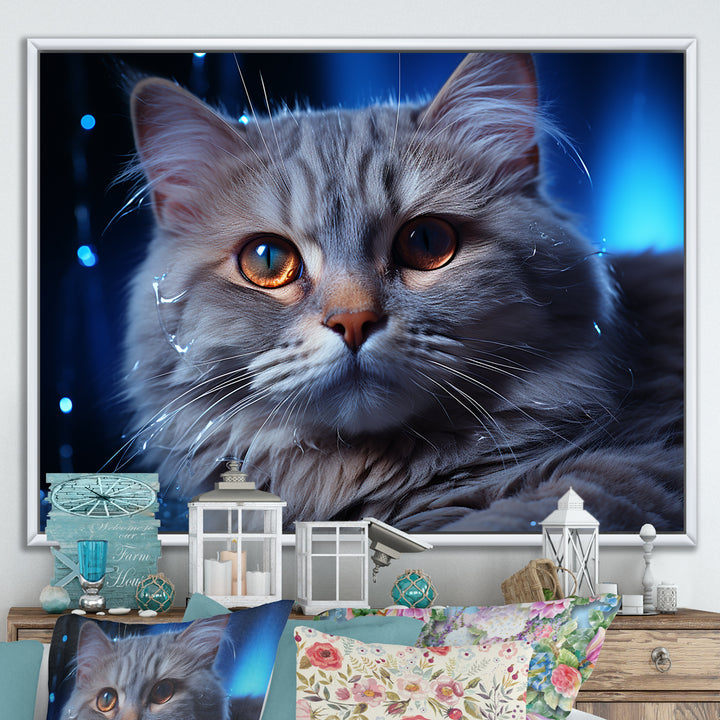 Blue British Shorthair Majesty Cat - Cat Framed Canvas Art