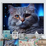 Blue British Shorthair Majesty Cat - Cat Framed Canvas Art