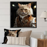 Elegance Cat Dressed In Suit - Beige Cat Wall Art