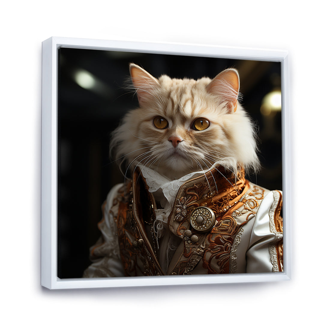 Elegance Cat Dressed In Suit - Beige Cat Wall Art
