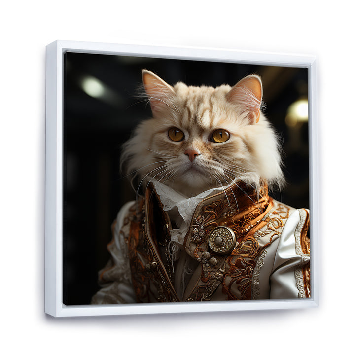 Elegance Cat Dressed In Suit - Beige Cat Wall Art