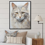 Minimalism Beige Cat Portrait - Cat Living Room Wall Art