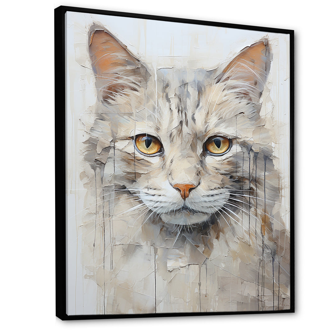 Minimalism Beige Cat Portrait - Cat Living Room Wall Art