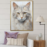 Minimalism Beige Cat Portrait - Cat Living Room Wall Art