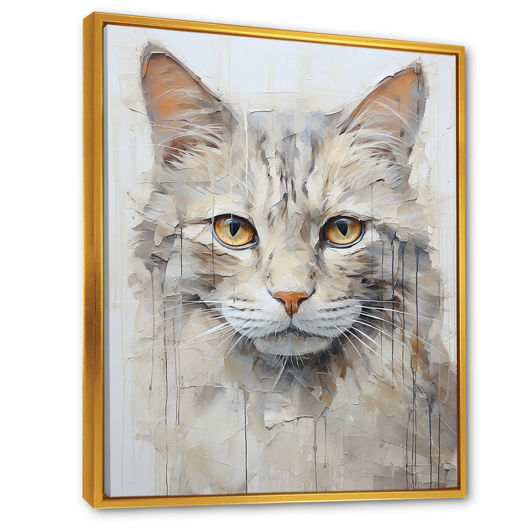 Minimalism Beige Cat Portrait - Cat Living Room Wall Art