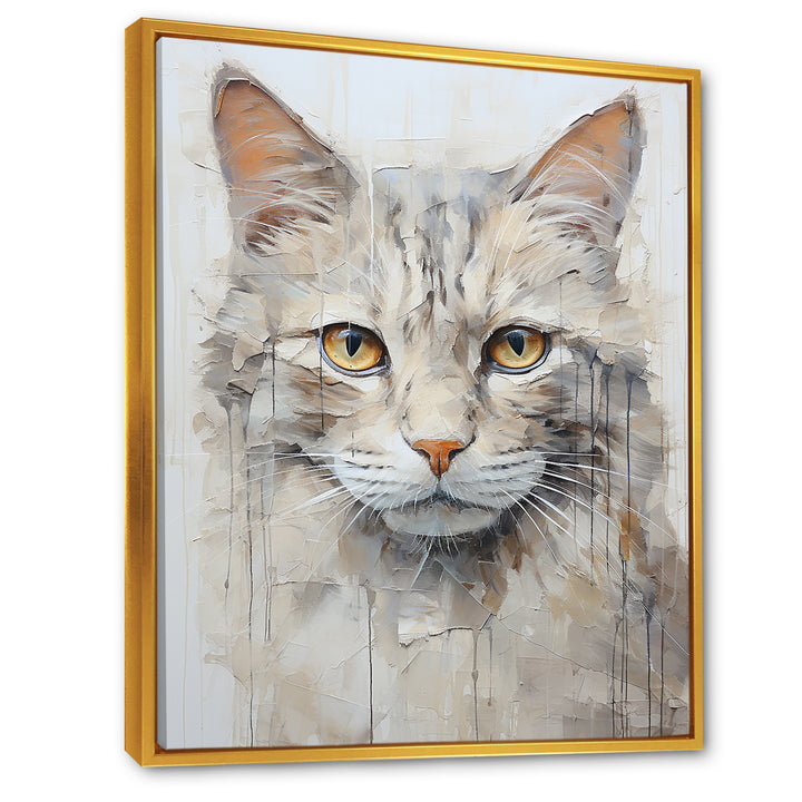 Minimalism Beige Cat Portrait - Cat Living Room Wall Art
